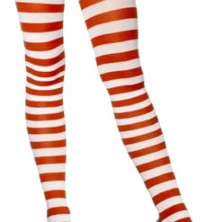 Smiffys Red And White Striped Tights Carnival