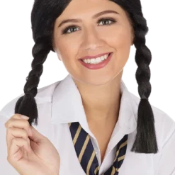 Bristol Novelty School Girl Black Wig Accessories