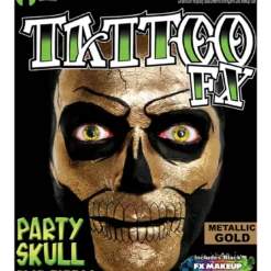 Tinsley Transfers Metallic Gold Skull Tattoo FX Accessories