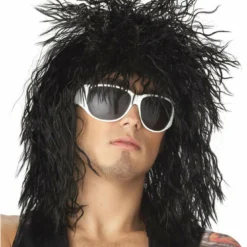 California Costumes All Mens Costumes Rockin Dude Black Wig