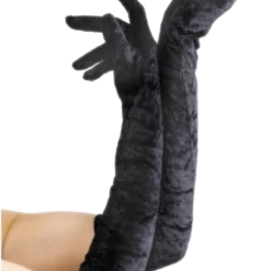 Smiffys Long Black VELVET Gloves