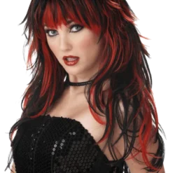 California Costumes Tempting Layered Black & Red Wig