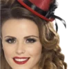 Smiffys Red Mini Top Hat With Feather All Womens Costumes