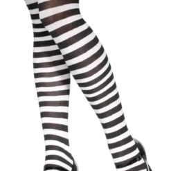 Smiffys Black And White Striped Stockings
