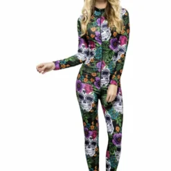 Smiffys All Womens Costumes Adult Fever Day Of The Dead Catsuit
